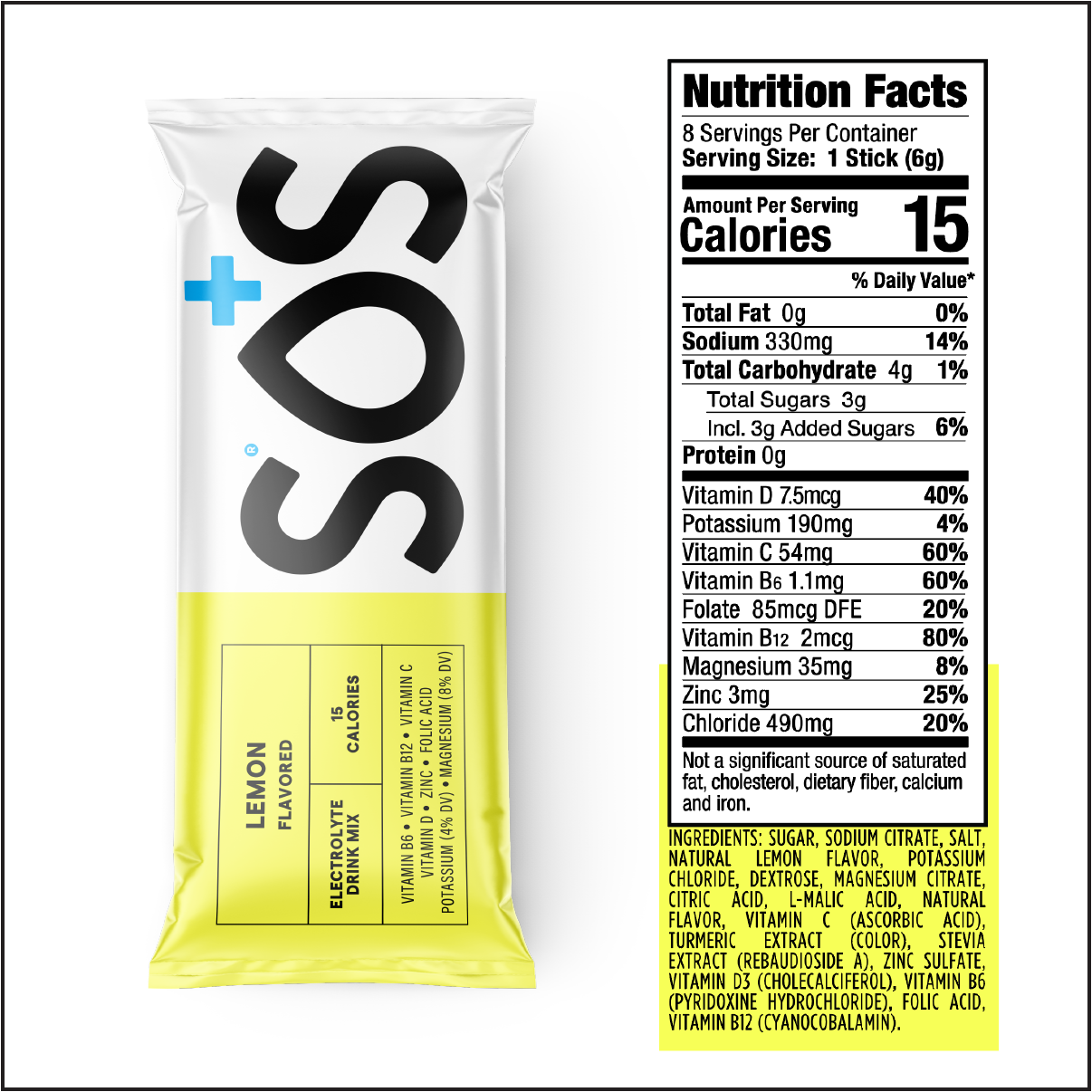 SOS Daily Vitamin Enhanced Lemon Flavour (8 sticks)